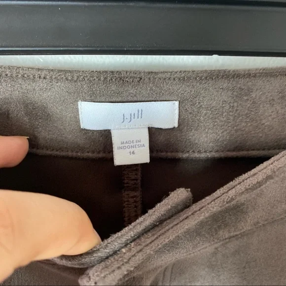 J. Jill Womens M Solid Brown Faux Suede Fitted Legging Pants - Picture 4 of 5